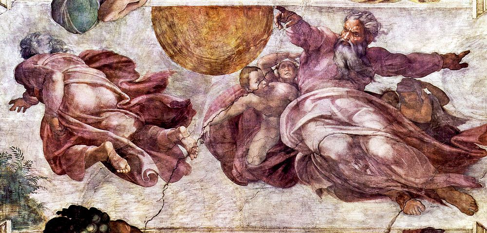 Michelangelo Buonarroti's Fresco in the Sistine Chapel (1508-1512) famous painting. Original from Wikimedia Commons.…