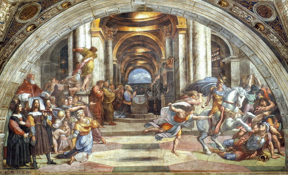 Raphael's The Expulsion of Heliodorus from the Temple (ca. 1511&ndash;1512) famous painting. Original from Wikimedia…