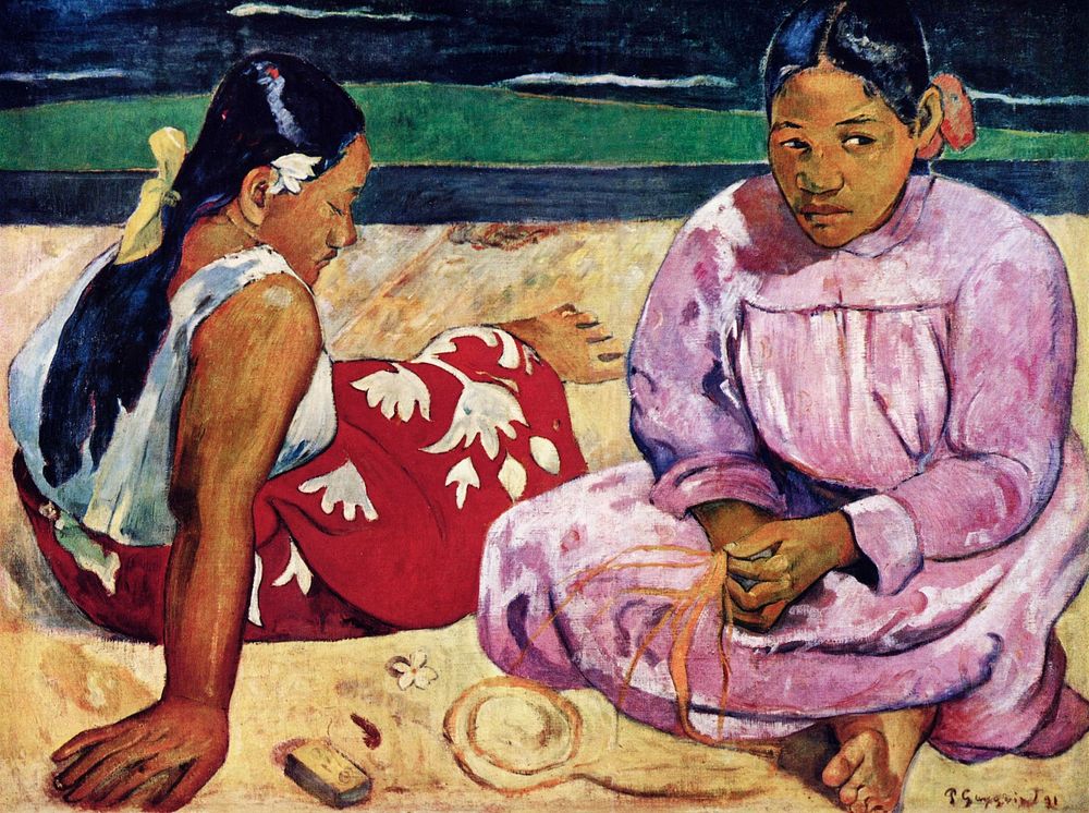Paul Gauguin's Tahitian Women on the Beach (1891) famous painting. Original from Wikimedia Commons. Digitally enhanced by…