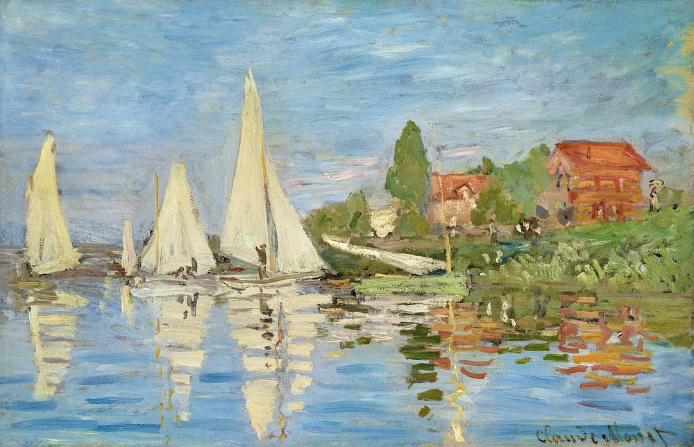 Claude Monet's Regattas at Argenteuil (1872) famous painting. Original from Wikimedia Commons. Digitally enhanced by…