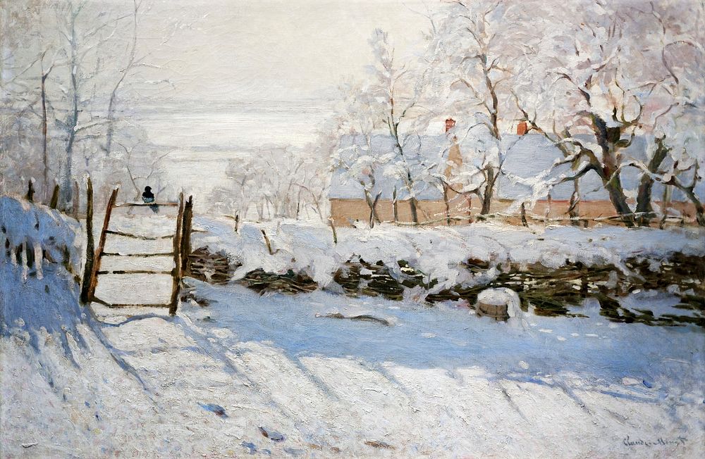 Claude Monet's The Magpie (1868&ndash;1869) famous painting. Original from Wikimedia Commons. Digitally enhanced by rawpixel.