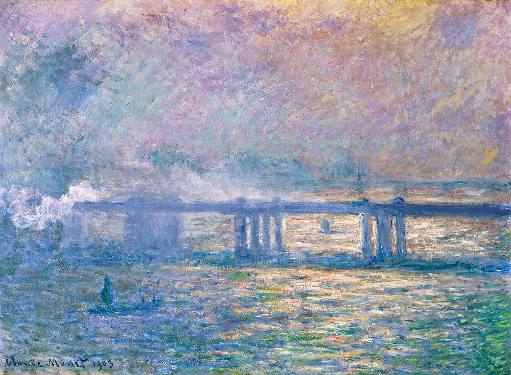 Claude Monet's Charing Cross Bridge (1903) famous painting. Original from the Saint Louis Art Museum. Digitally enhanced by…