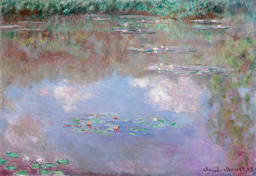 Claude Monet's The Water Lily Pond (Clouds) (1903) famous painting. Original from the Dallas Museum of Art. Digitally…