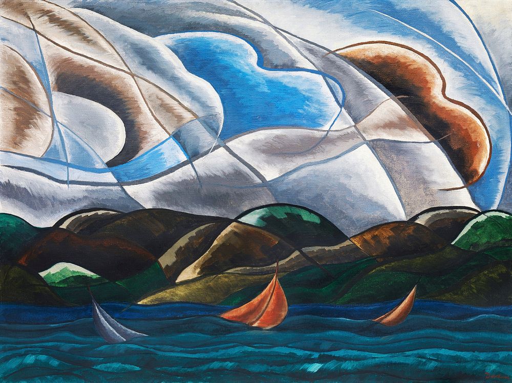 Arthur Dove's Clouds and Water (1930) famous painting. Original from the MET Museum. Digitally enhanced by rawpixel.