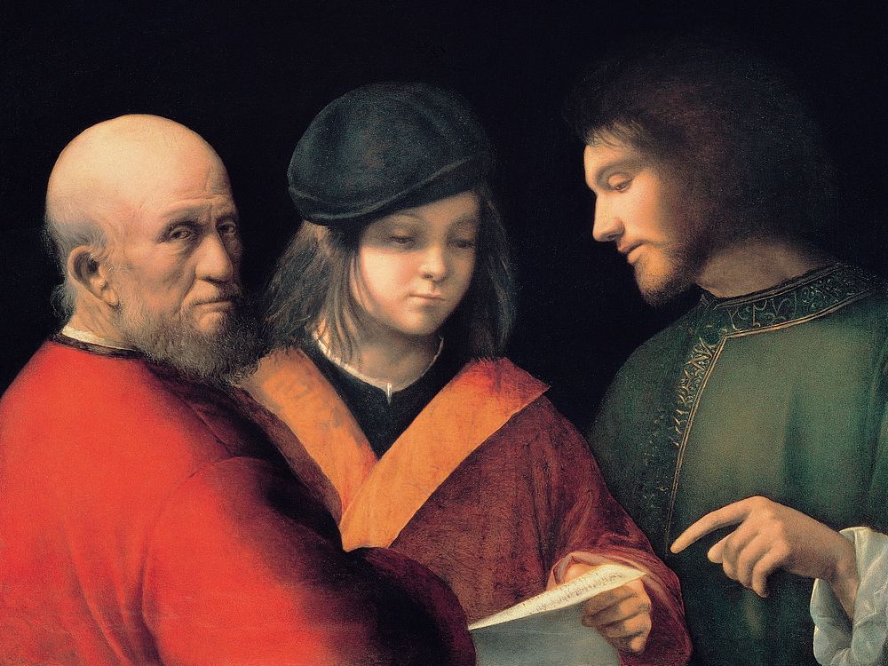 Giorgione's The Three Ages of Man (1501) famous painting. Original from Wikimedia Commons. Digitally enhanced by rawpixel.