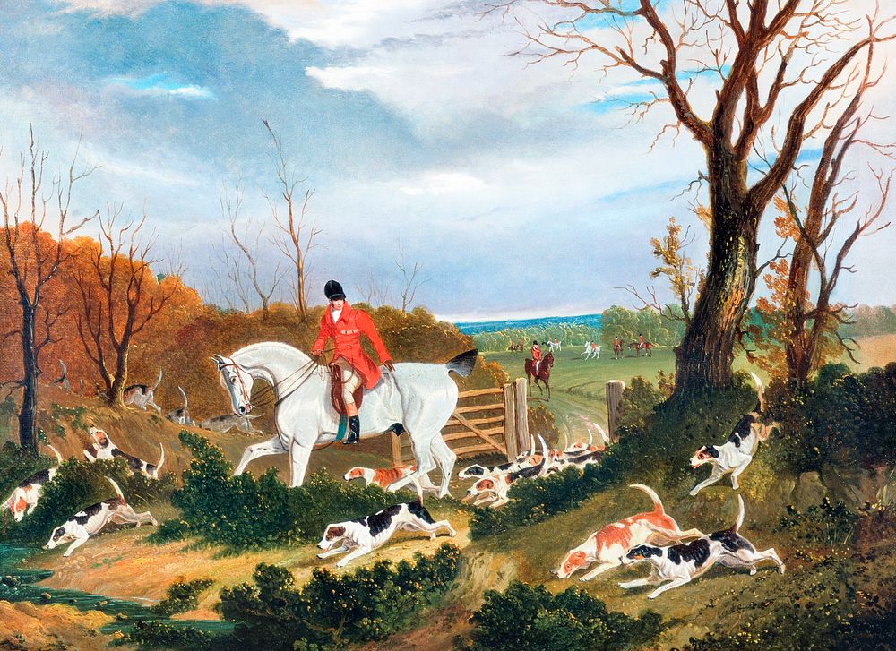 The Suffolk Hunt. Going to Cover near Herringswell (1833) painting in high resolution by John Frederick Herring. Original…