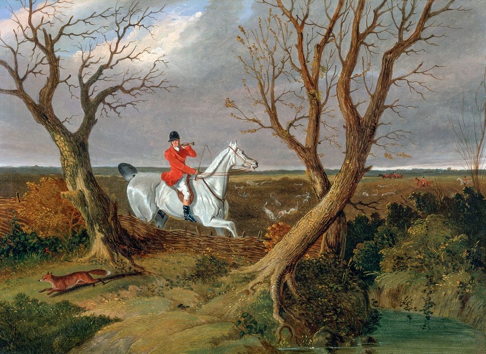 The Suffolk Hunt: Gone Away (1833) painting in high resolution by John Frederick Herring. Original from Yale University Art…