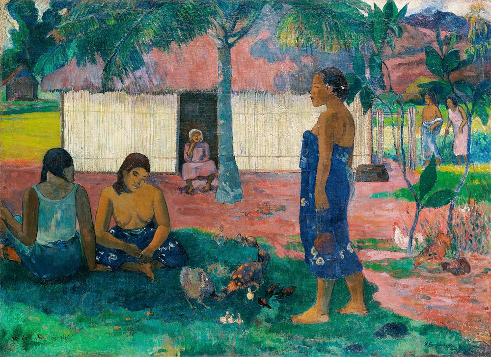 Why Are You Angry? (No te aha oe riri) (1896) by Paul Gauguin. Original from The Art Institute of Chicago. Digitally…
