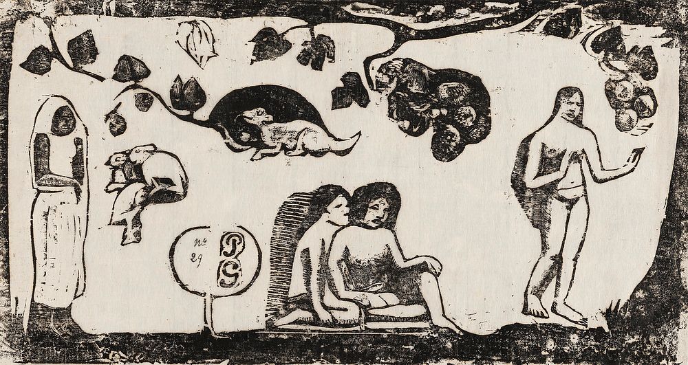 Women, Animals, and Foliage, from the Suite of Late Wood-Block Prints (ca. 1898&ndash;1899) by Paul Gauguin. Original from…