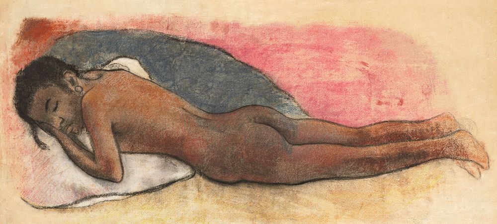 Reclining Nude [recto] (ca. 1894&ndash;1895) by Paul Gauguin. Original from The National Gallery of Art. Digitally enhanced…