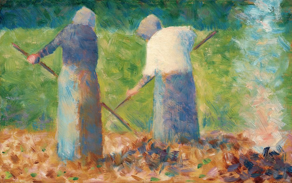 Haymakers at Montfermeil (ca. 1882) by Georges Seurat. Original from The National Gallery of Art. Digitally enhanced by…