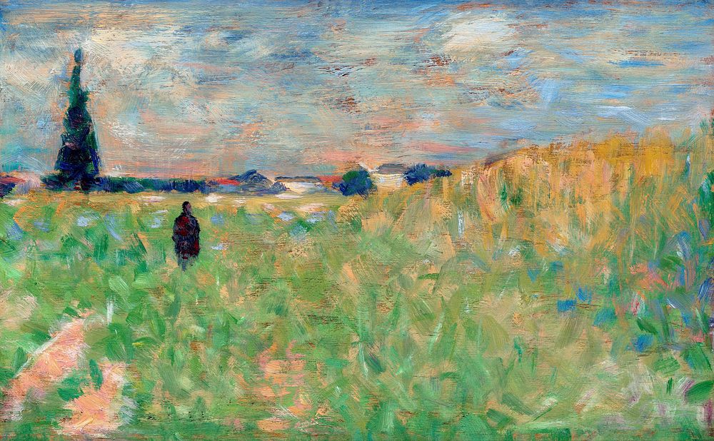 A Summer Landscape (1883) by Georges Seurat. Original from The National Gallery of Art. Digitally enhanced by rawpixel.