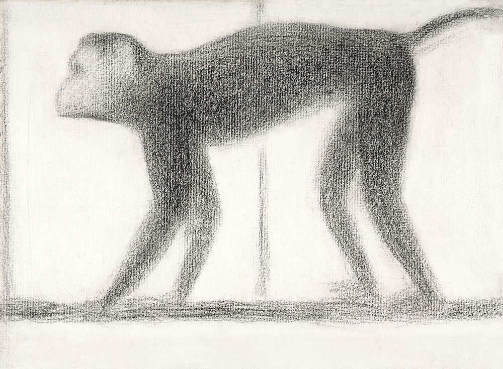 Monkey (1884) by Georges Seurat. Original from The MET Museum. Digitally enhanced by rawpixel.