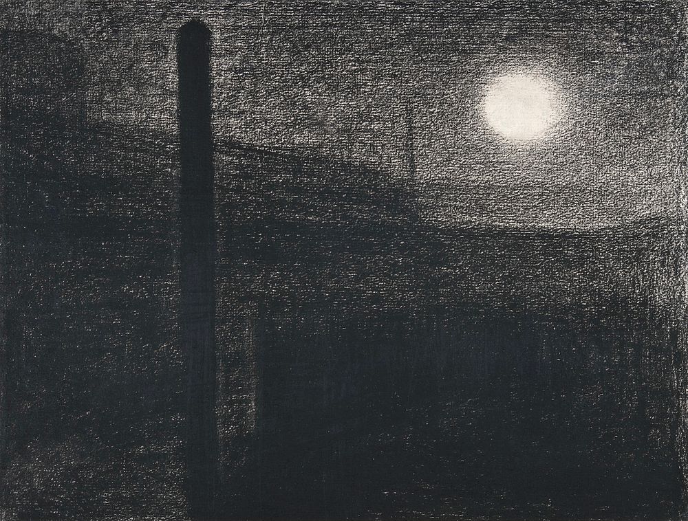 Courbevoie, Factories by Moonlight (ca. 1882&ndash;1883) by Georges Seurat. Original from The MET Museum. Digitally enhanced…
