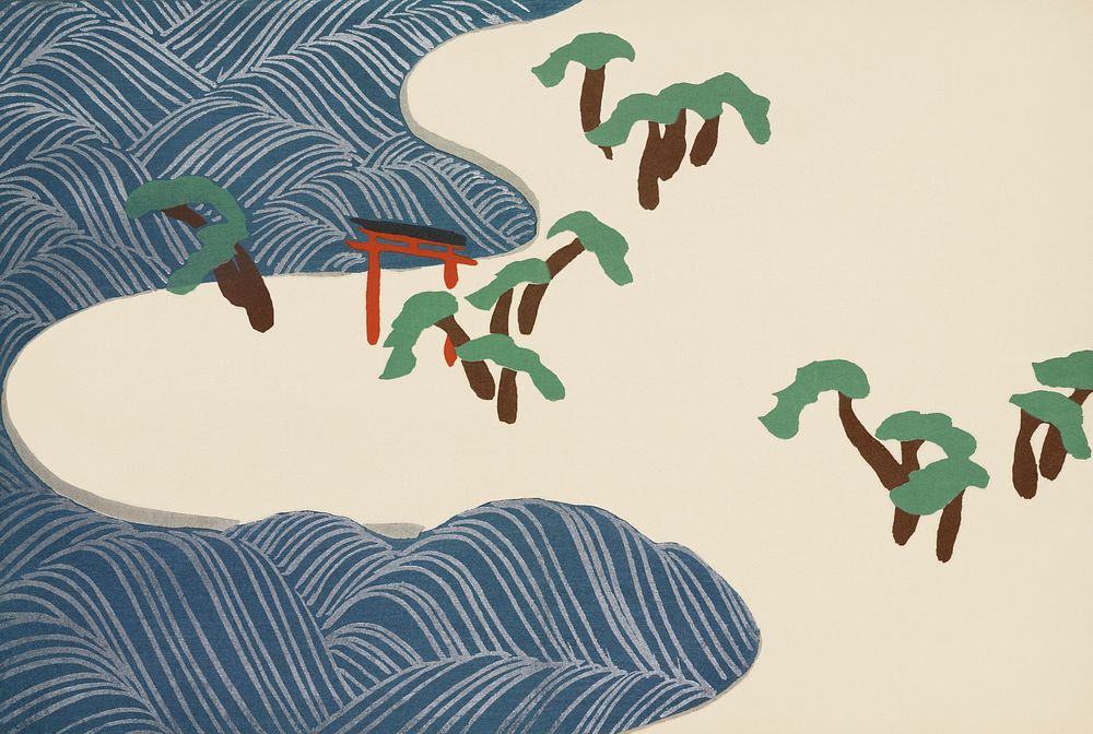 Ocean waves from Momoyogusa&ndash;Flowers of a Hundred Generations (ca. 1909&ndash;1910) by Kamisaka Sekka. Original from…