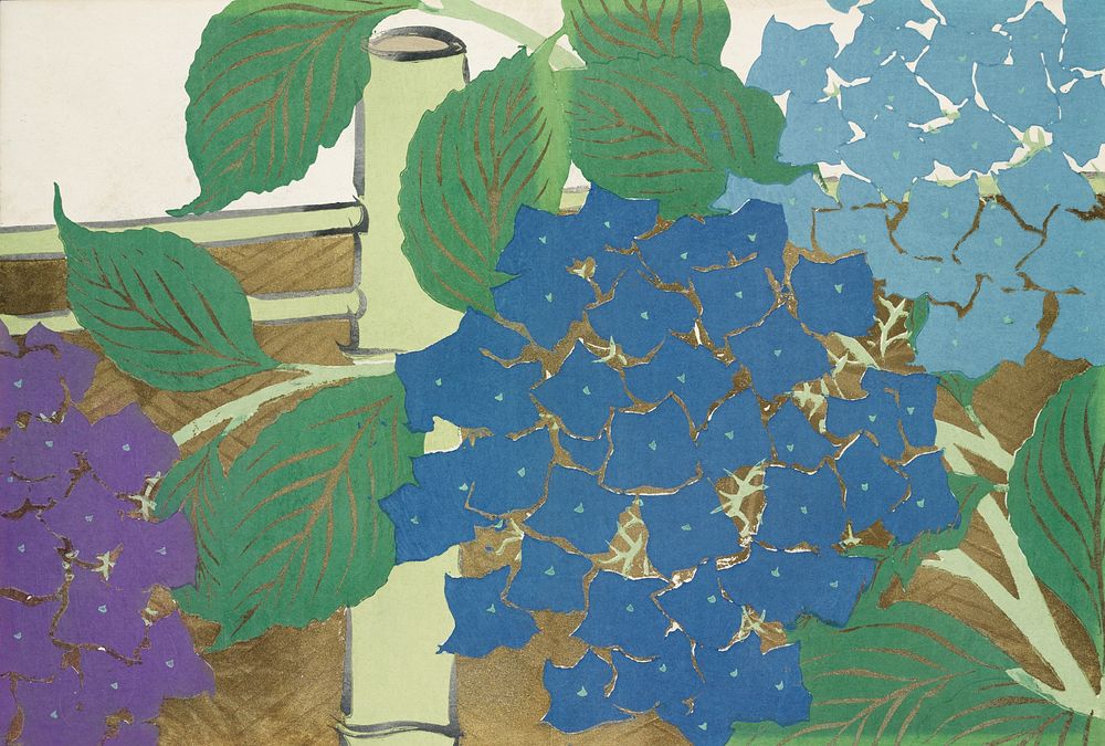Hydrangea from Momoyogusa&ndash;Flowers of a Hundred Generations (ca. 1909&ndash;1910) by Kamisaka Sekka. Original from the…
