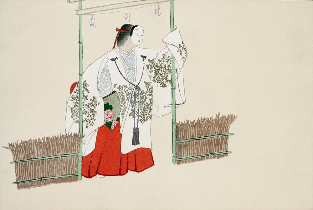Masked man from Momoyogusa&ndash;Flowers of a Hundred Generations (1909) by Kamisaka Sekka. Original from the The New York…