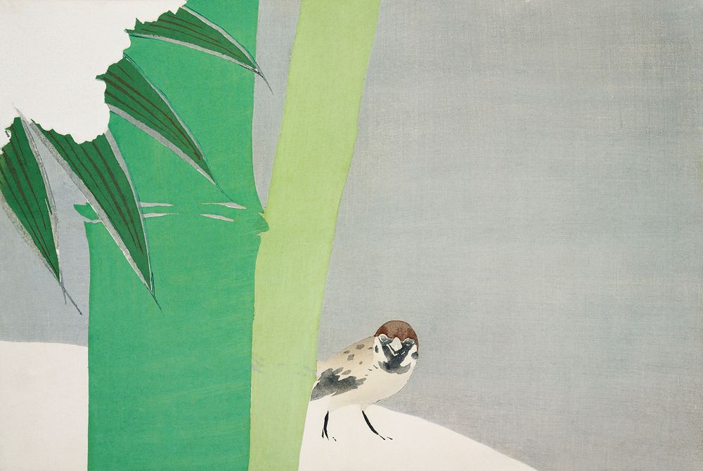 Sparrow from Momoyogusa&ndash;Flowers of a Hundred Generations (1909) by Kamisaka Sekka. Original from the The New York…