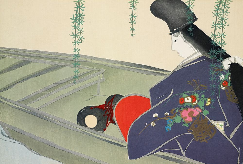 Boat from Momoyogusa&ndash;Flowers of a Hundred Generations (1909) by Kamisaka Sekka. Original from the The New York Public…