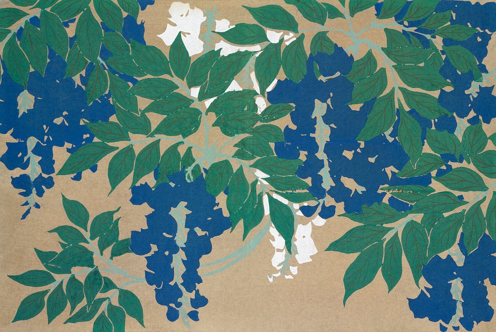 Wisteria from Momoyogusa&ndash;Flowers of a Hundred Generations (1909) by Kamisaka Sekka. Original from the The New York…