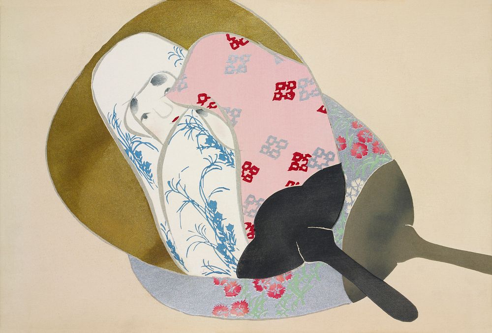 Girl in fan from Momoyogusa&ndash;Flowers of a Hundred Generations (1909) by Kamisaka Sekka. Original from the The New York…