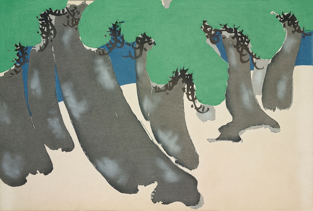 Trees from Momoyogusa&ndash;Flowers of a Hundred Generations (ca. 1909&ndash;1910) by Kamisaka Sekka. Original from the The…