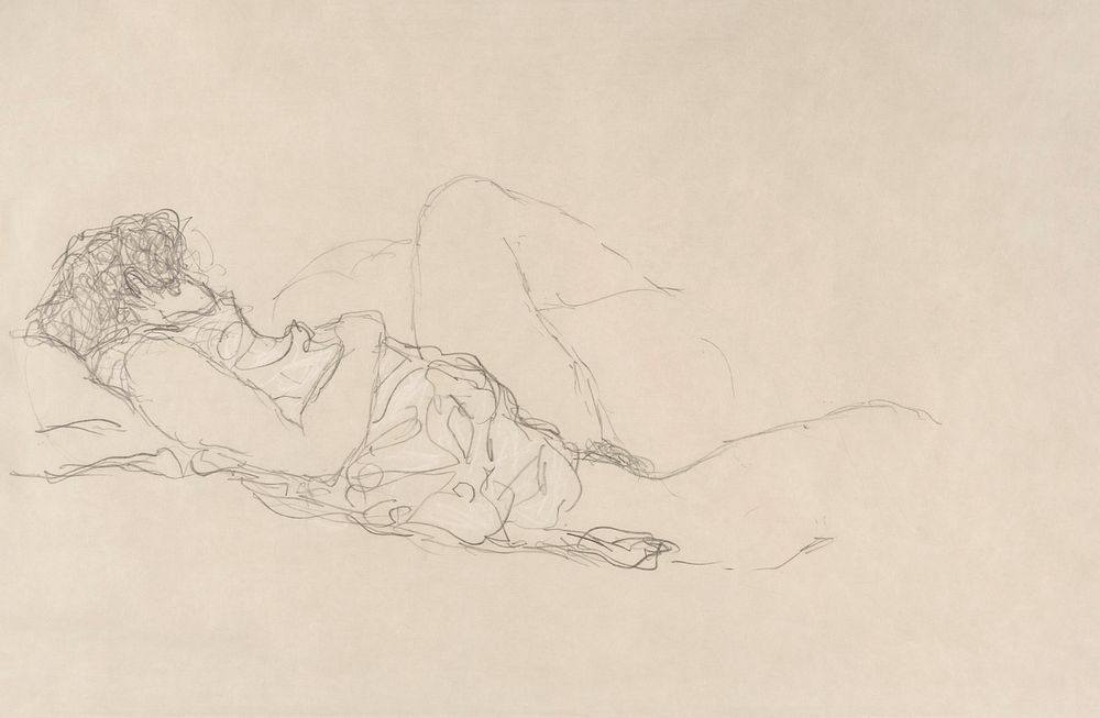 Sleeping Woman (ca. 1916&ndash;1917) by Gustav Klimt. Original from Yale University Art Gallery. Digitally enhanced by…