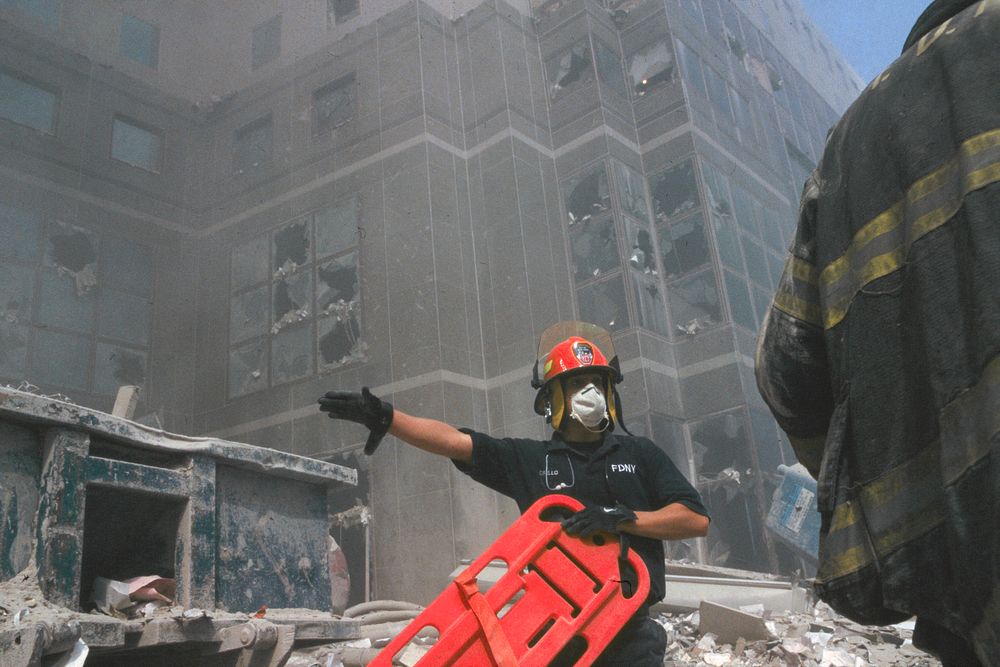 Rescue operations during the aftermath of the September 11 terrorist attack on the World Trade Center, New York City.…