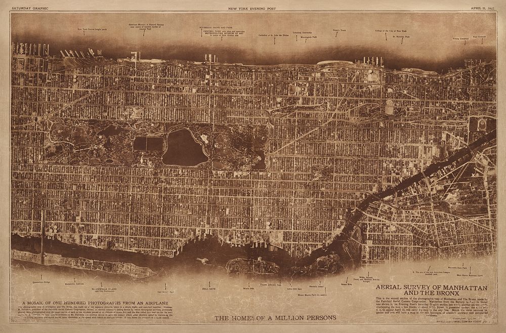 New York City, photographed from two miles up in the air (1922) from The Lionel Pincus and Princess Firyal Map Division.…