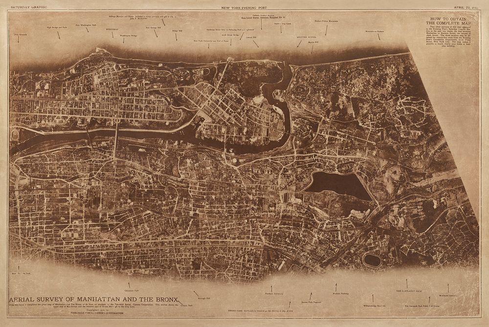 New York City, photographed from two miles up in the air (1922) from The Lionel Pincus and Princess Firyal Map Division.…