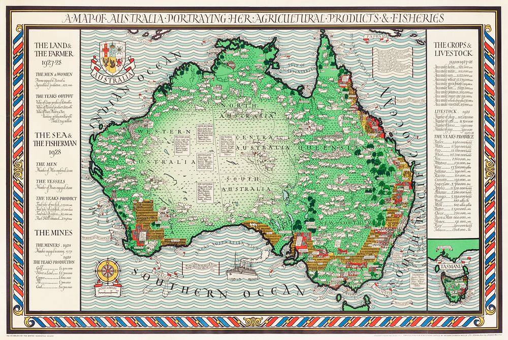 Poster "A Map of Australia" (1930) by MacDonald Gil. Original from Museum of New Zealand. Digitally enhanced by rawpixel.