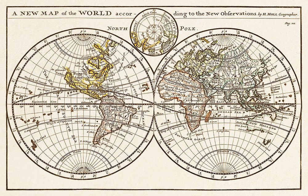 A new map of the world according to the new observations (1732) by Herman Moll. Original from The Beinecke Rare Book &…