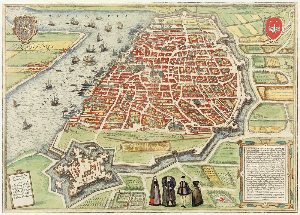 View of Antwerp from Braun and Hogenberg's Civitates Orbis Terrarum (1572&ndash;1594) designed by Joris Hoefnagel and edited…