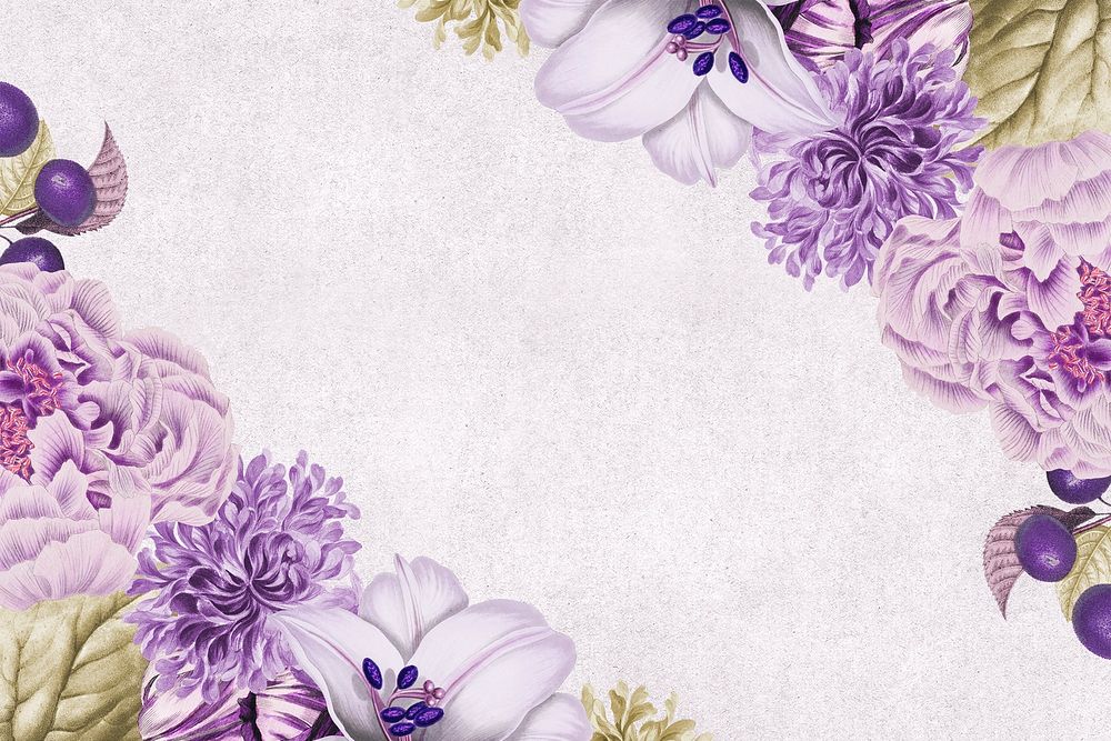 Vintage purple floral frame design element