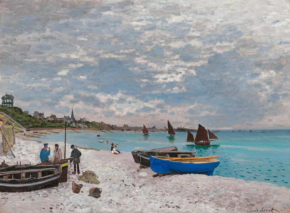 The Beach at Sainte-Adresse (1867) by Claude Monet. Original from the Art Institute of Chicago. Digitally enhanced by…