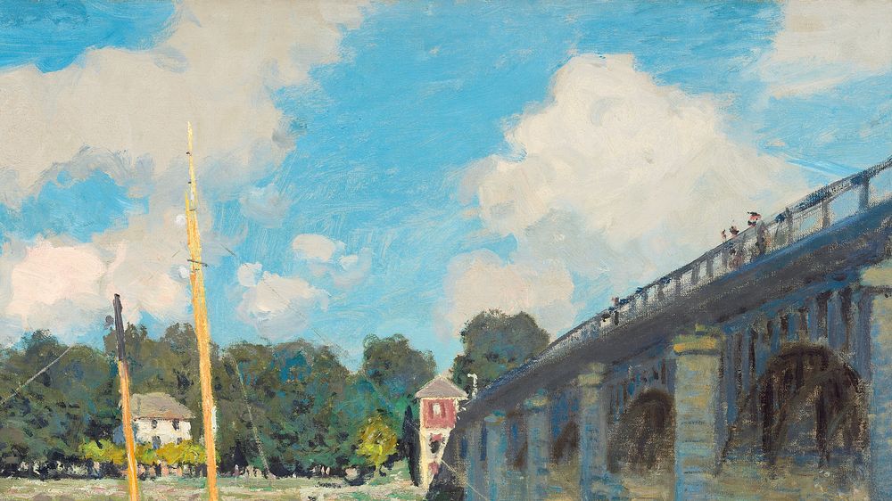 Monet impressionist desktop wallpaper, HD background, The Bridge at Argenteuil