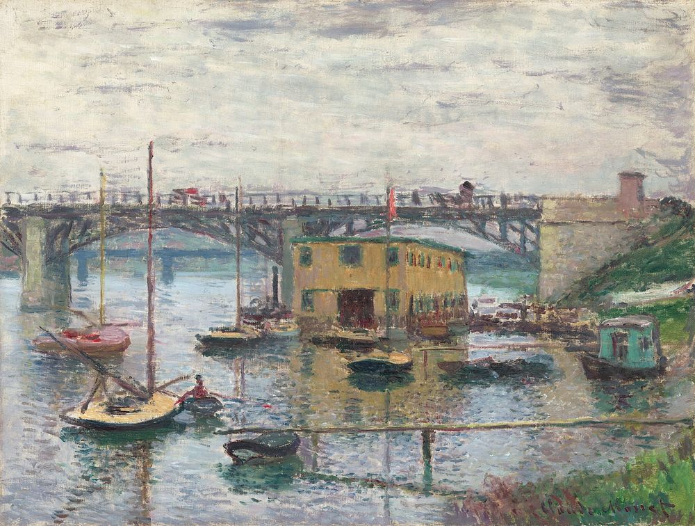 Bridge at Argenteuil on a Gray Day (1876) by Claude Monet. Original from the National Gallery of Art. Digitally enhanced by…