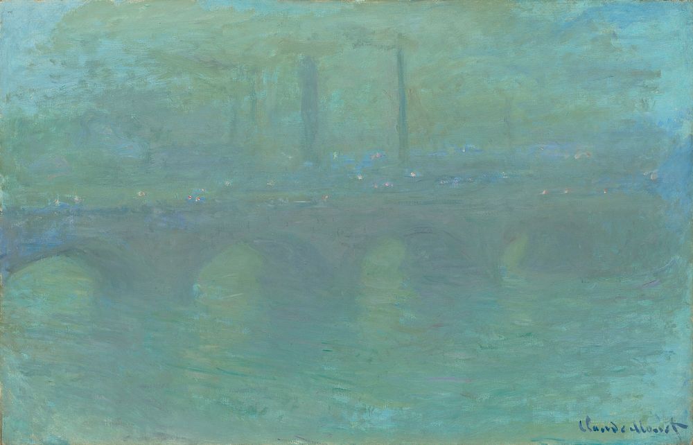 Waterloo Bridge, London, at Dusk (1904) by Claude Monet. Original from the National Gallery of Art. Digitally enhanced by…