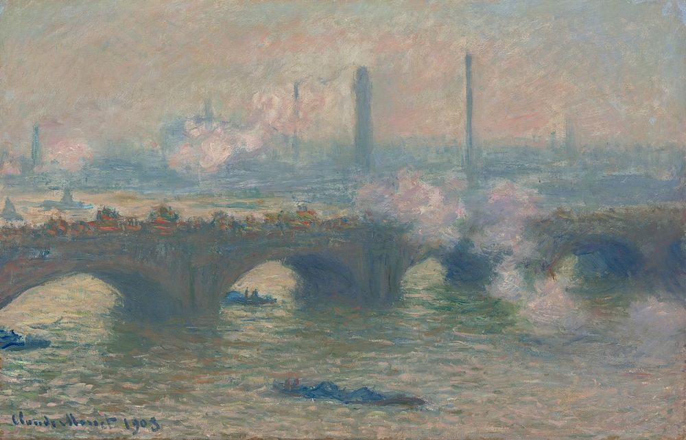Waterloo Bridge, Gray Day (1903) by Claude Monet. Original from the National Gallery of Art. Digitally enhanced by rawpixel.