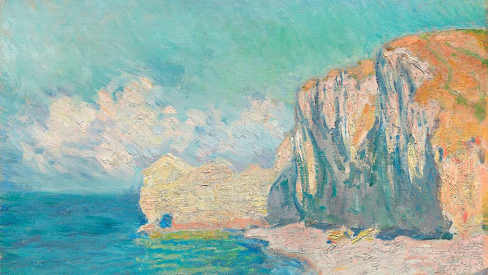 Monet desktop wallpaper, HD background, The Beach and the Falaise d'Amont