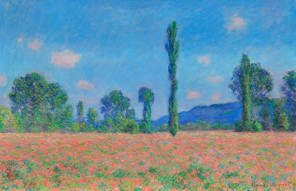 Poppy Field, Giverny (1890&ndash;1891) by Claude Monet. Original from the Art Institute of Chicago. Digitally enhanced by…
