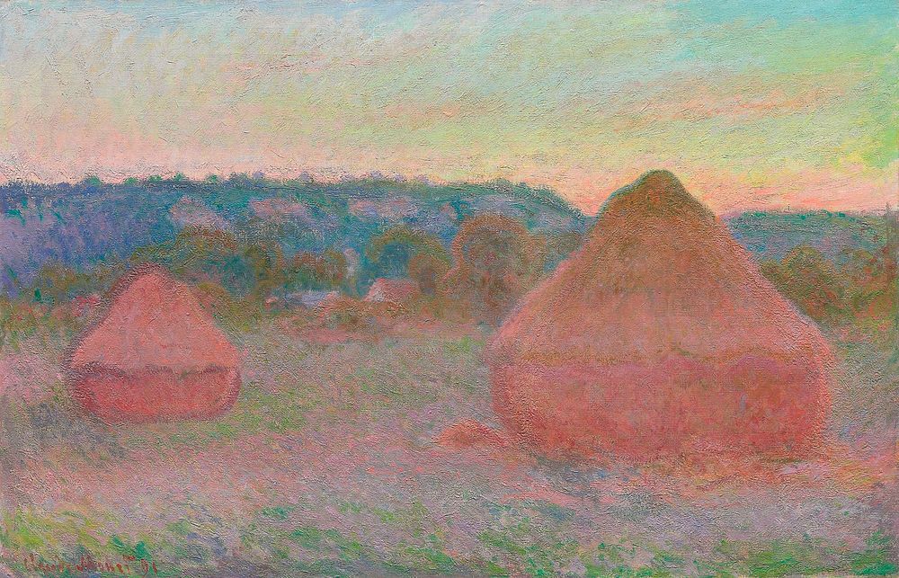 Haystacks, End of Day, Autumn (1890&ndash;1891) by Claude Monet. Original from the Art Institute of Chicago. Digitally…
