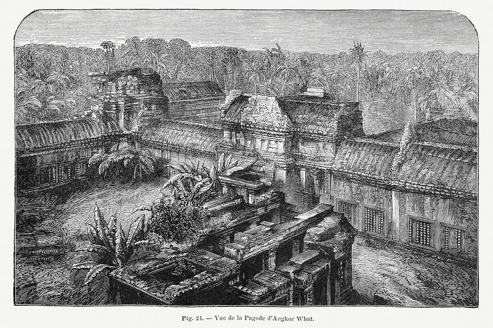 Classic Angkor Wat drawing. Digitally enhanced from our own original copy of Les Palmiers Histoire Iconographique (1878)…