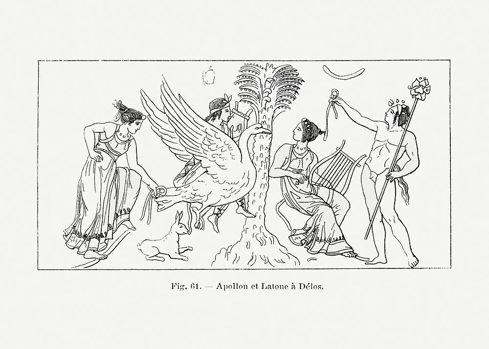 Vintage Greek gods drawing. Digitally enhanced from our own original copy of Les Palmiers Histoire Iconographique (1878)…