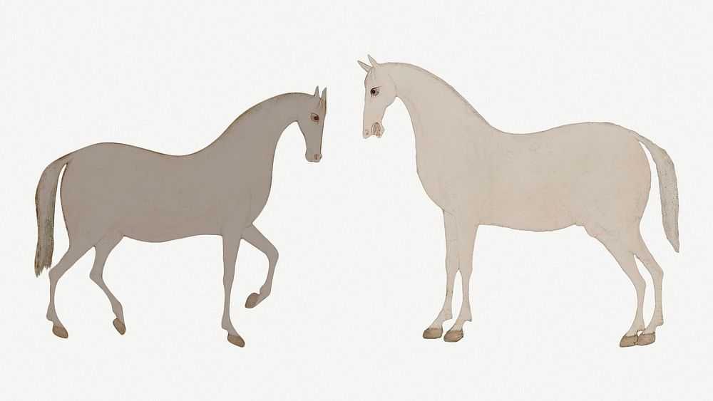 Vintage psd Asian horse illustration, featuring public domain artworks