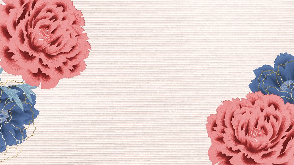 Japanese peony computer wallpaper, vintage aesthetic background