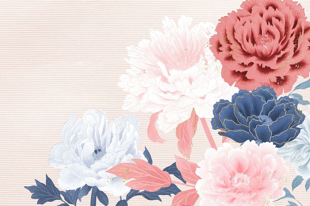 Peony flower background, Japanese art graphic