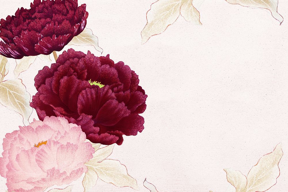 Peony background, red & pink flowers, vintage Japanese design psd