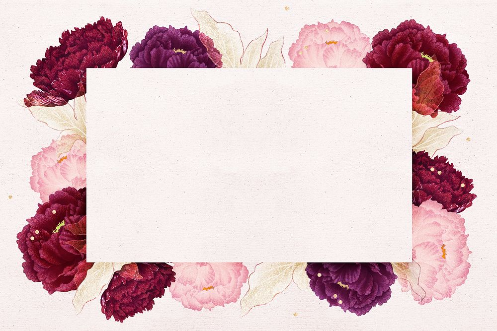 Pink & red peony frame, aesthetic floral design psd