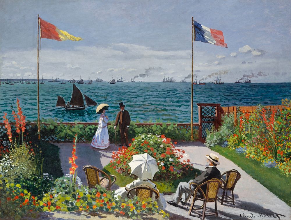 Garden at Sainte-Adresse by Claude Monet, high resolution famous painting. Original from The MET. Digitally enhanced by…